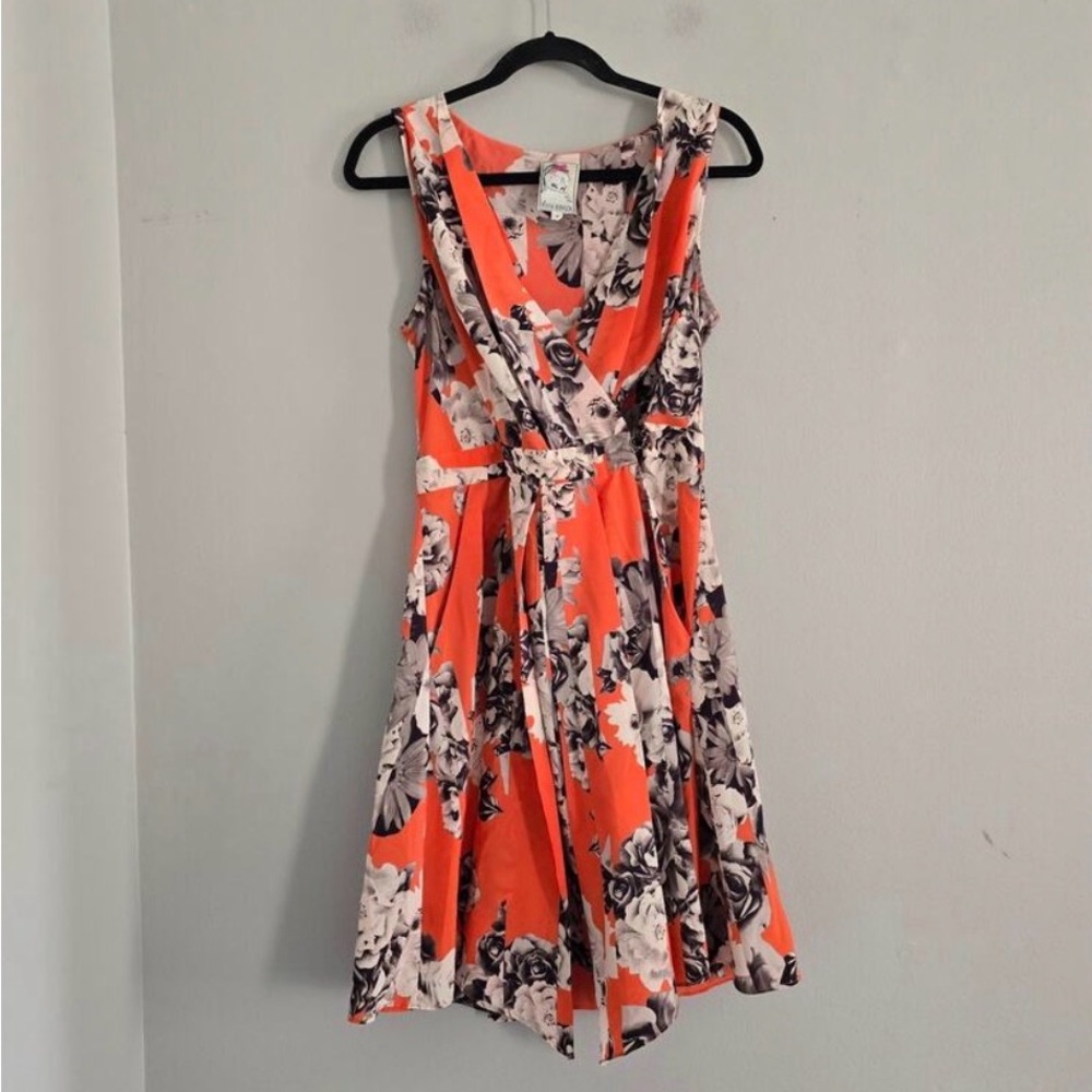 Yoana Baraschi Vibrant Orange Floral Midi Dress